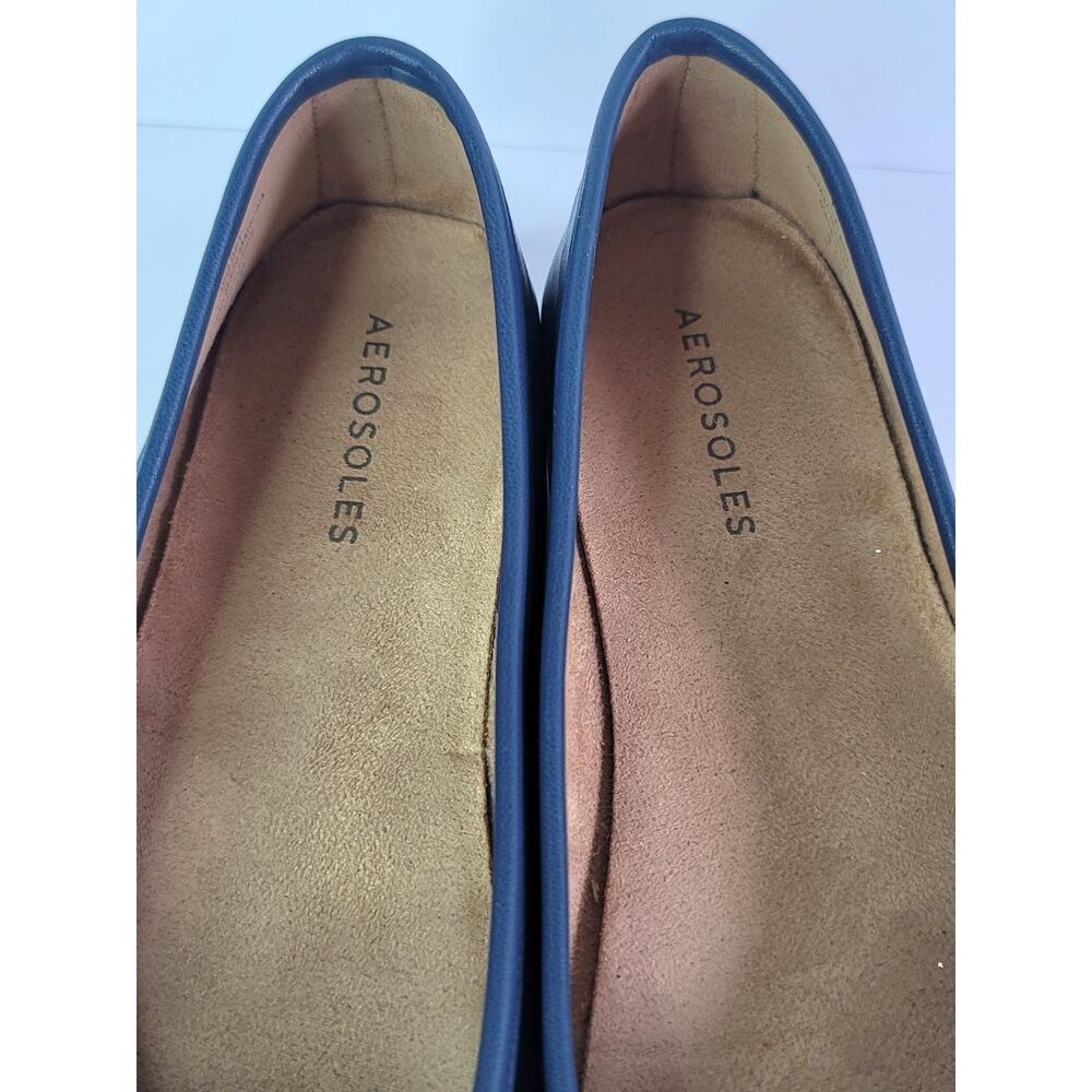 Aerosoles Big Bet Navy Blue Ballet Flats with Gold Knot Detail Women's Size 8.5 - Picture 6 of 11